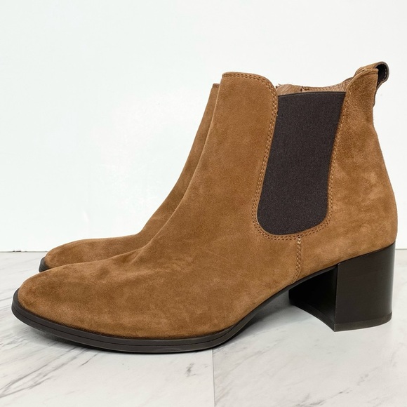 Paul Green Brown Suede Chelsea Heeled Bootie 6 / 8.5 - Picture 1 of 16
